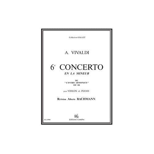 Combre VIVALDI ANTONIO - CONCERTO N.6 EN LA MIN. OP.3 ESTRO ARMONICO - VIOLON ET PIANO