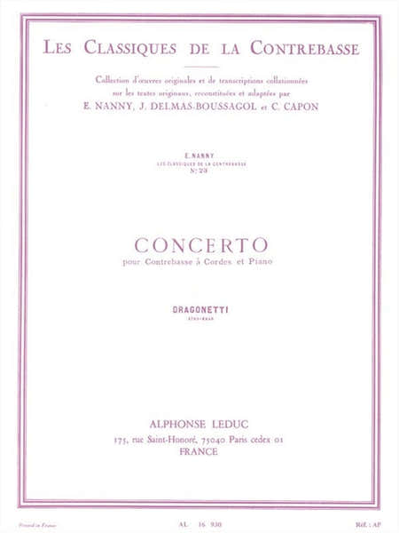Leduc Concerto pour Contrebasse et Piano