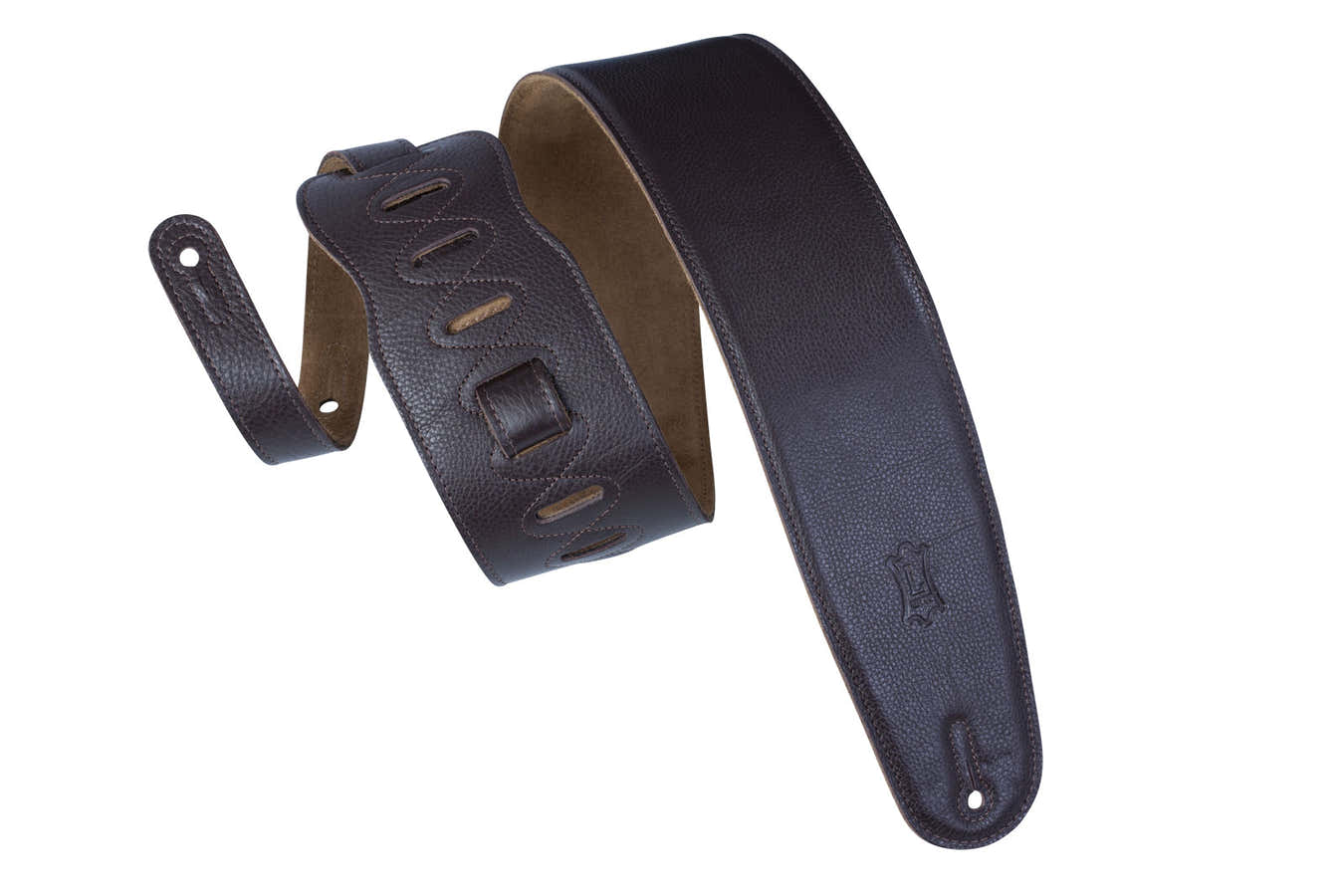 PADDED LEATHER SUEDE BACK FOR BASS 9CM - DARK BROWN