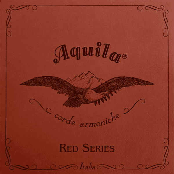 Aquila Reds Neapolitan Mandolin Set,AA,DD,GG G Wound Red