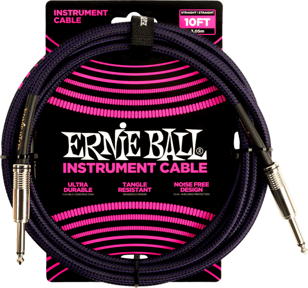 Ernie Ball 3M JACK MONO MALE TO JACK MONO MALE BLACK AND PURPLE