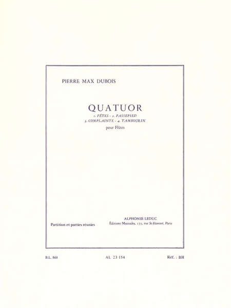 Leduc Quatuor Pour Flûtes