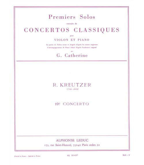 Leduc KREUTZER - SOLO N°1 DU CONCERTO N°19 (CATHERINE) - VIOLON ET PIANO