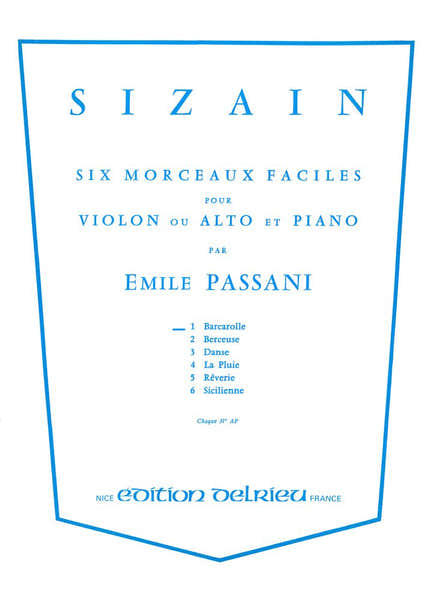 Edition Delrieu Passani Emile - Sizain 1 : Barcarolle - Violon