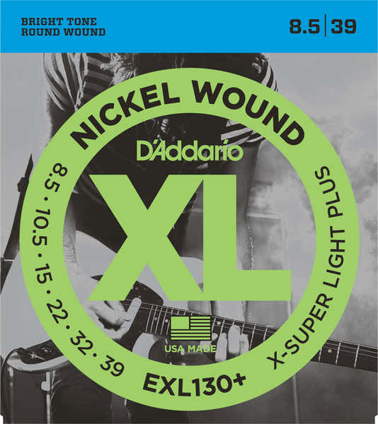 D'ADDARIO EXL130+ NICKEL WOUND ELECTRIC GUITAR STRINGS EXTRA-SUPER LIGHT PLUS 8.5-39