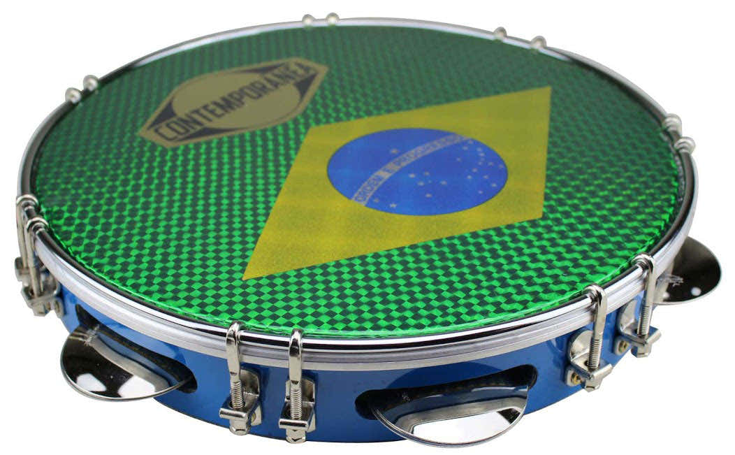 C-PL10-01BLUE Pandeiro 10" Blue Brazil Flag