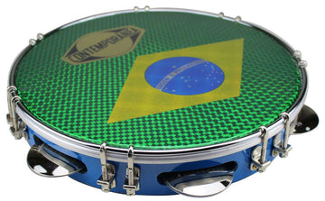 C-PL10-01BLUE Pandeiro 10" Blue Brazil Flag