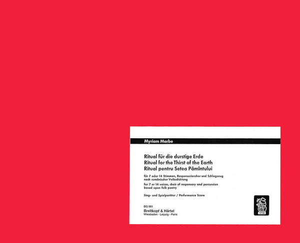 Edition Breitkopf Marbe Myriam - Ritual Fur Die Durstige Erde - Soli Mixed Choir Percussion
