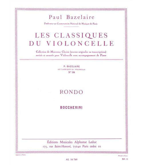 Leduc BOCCHERINI L. (ARR. BAZELAIRE) - RONDO - VIOLONCELLE ET PIANO