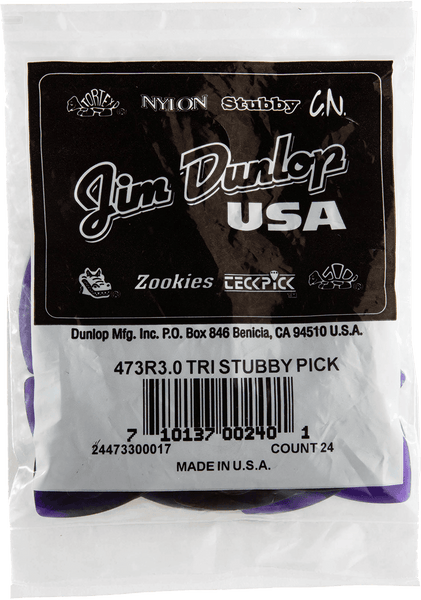 Dunlop 24 x 3,00mm Triangle Stubby Dark Purple