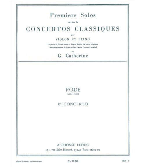 Leduc RODE PIERRE - SOLO N°1 DU CONCERTO N°6 (CATHERINE) - VIOLON ET PIANO