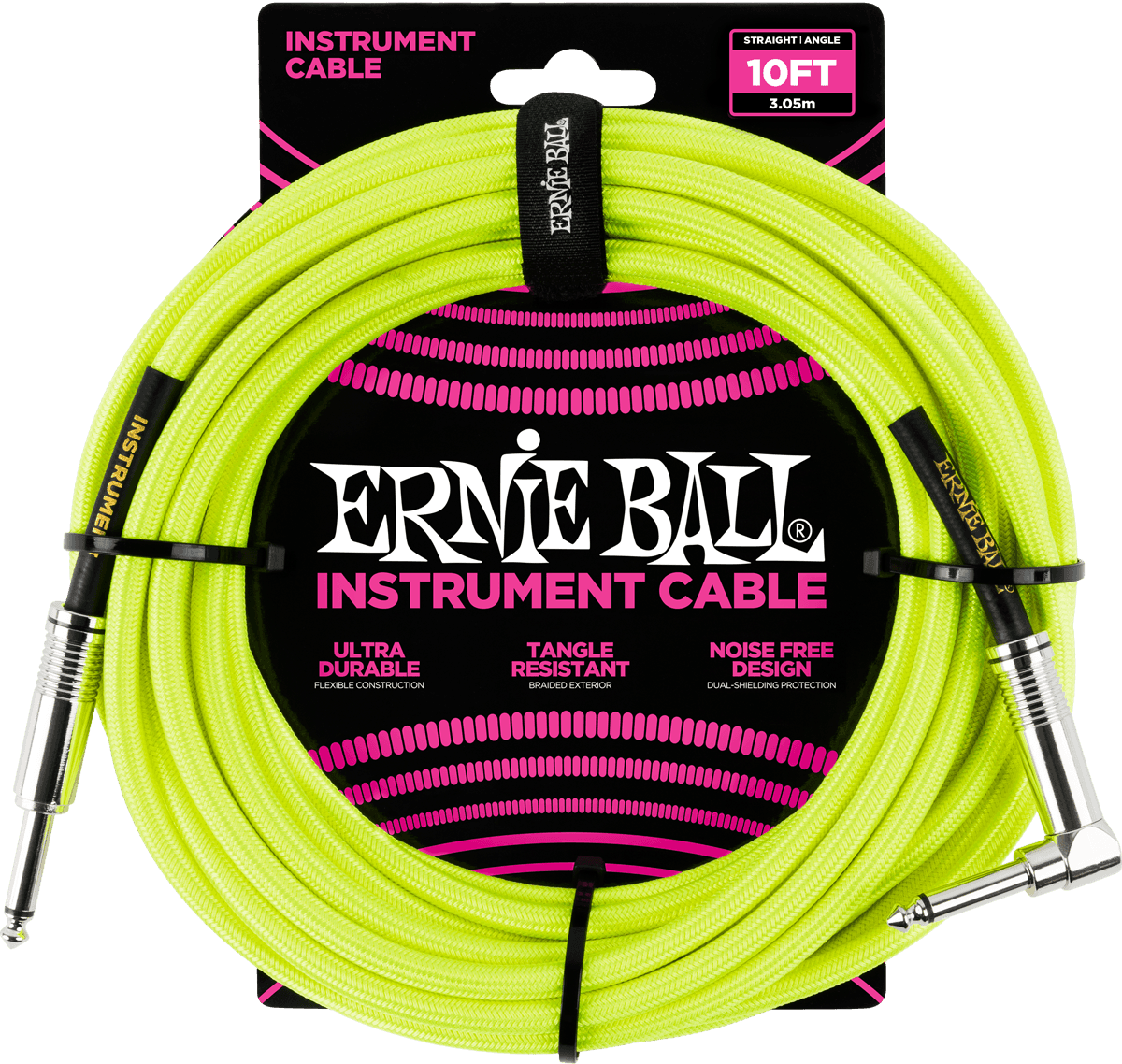 INSTRUMENT CABLES WOVEN SHEATH JACK/JACK ANGLED 3M FLUORESCENT YELLOW