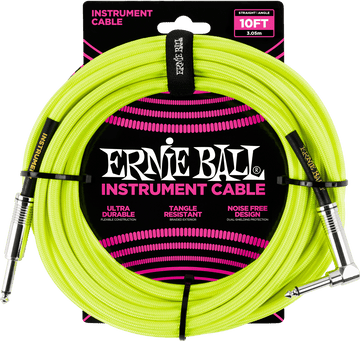 INSTRUMENT CABLES WOVEN SHEATH JACK/JACK ANGLED 3M FLUORESCENT YELLOW