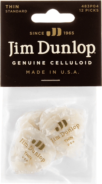 Dunlop 12 x Thin Celluloid White Perloid