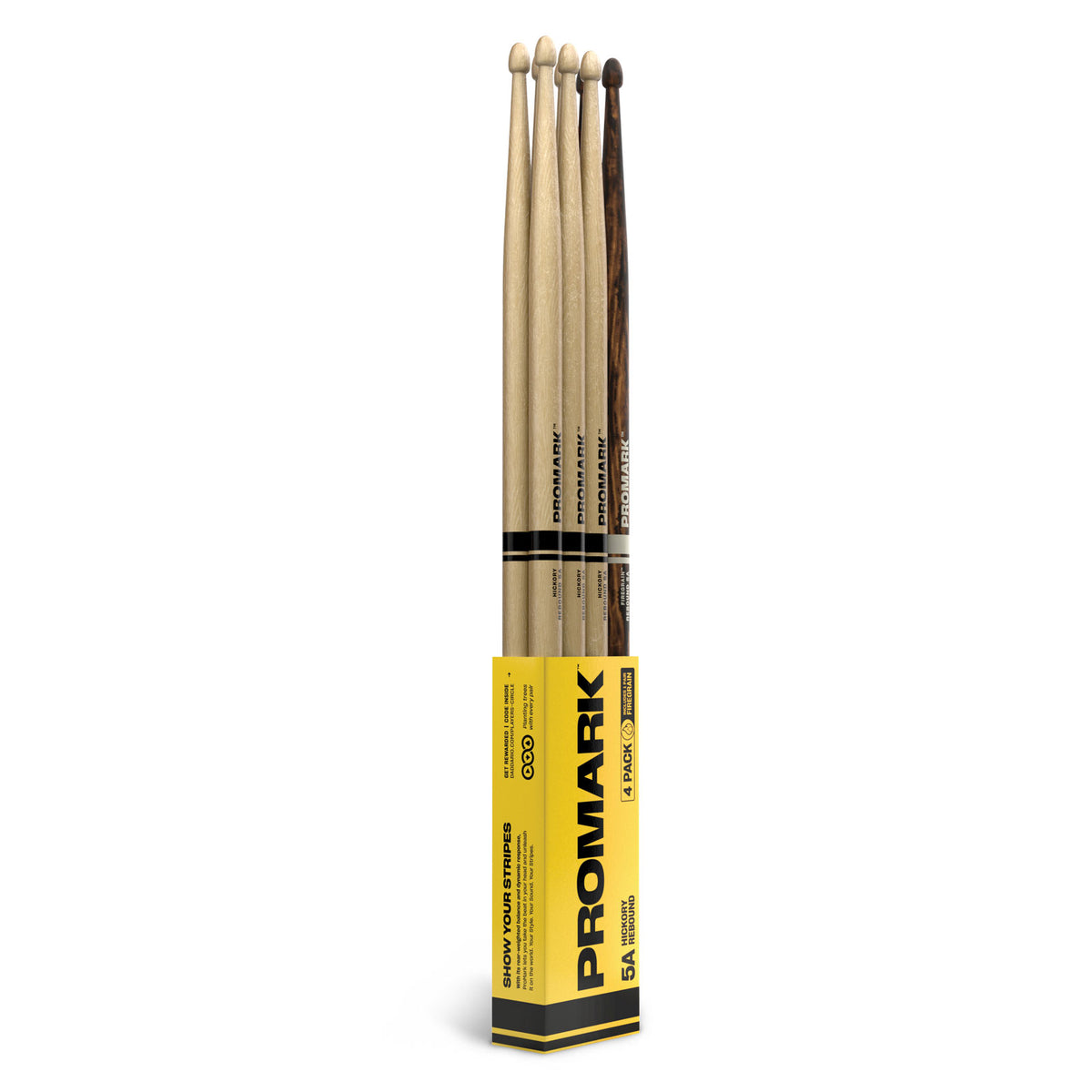 REBOUND 5A HICKORY ACORN WOOD TIP FIREGRAIN BONUS 4-PACK