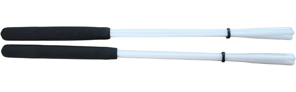White flared 3-strand tamborim drumstick, 36cm - hard