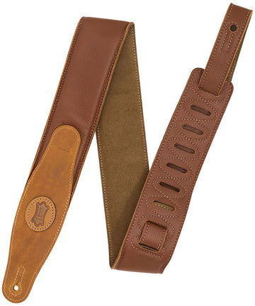 PADDED LEATHER STRAP WITH COLORED SUEDE BACK 6,35 CM - TAN-SAND
