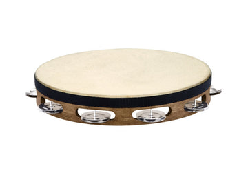 TRADITIONAL GOATSKIN WOOD TAMBURINES STAINLESS STEEL JINGLES