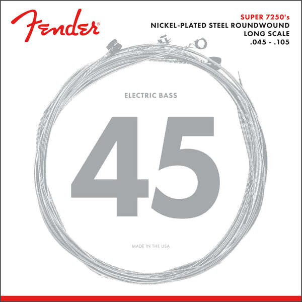 7250 Bass Strings, Nickel Plated Steel, Long Scale, 7250M .045-.105 Gauges, (4)
