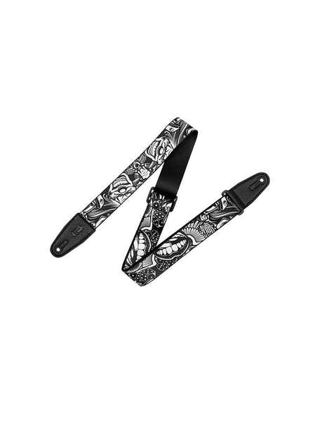 Levys TATTOO SERIES - 5 CM POLYESTER LEATHER TIP WITH TATTOO MOTIFS - DESIGN 001