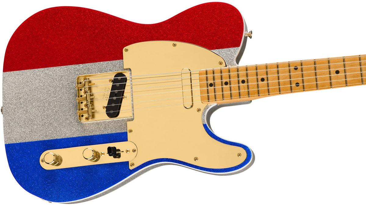 Telecaster Signature Buck Owens Mn Red Silver Blue Sparkle