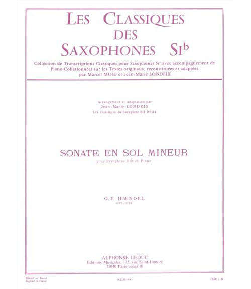 Leduc HAENDEL GEORG FRIEDRICH - SONATE EN SOL MINEUR (LONDEIX)