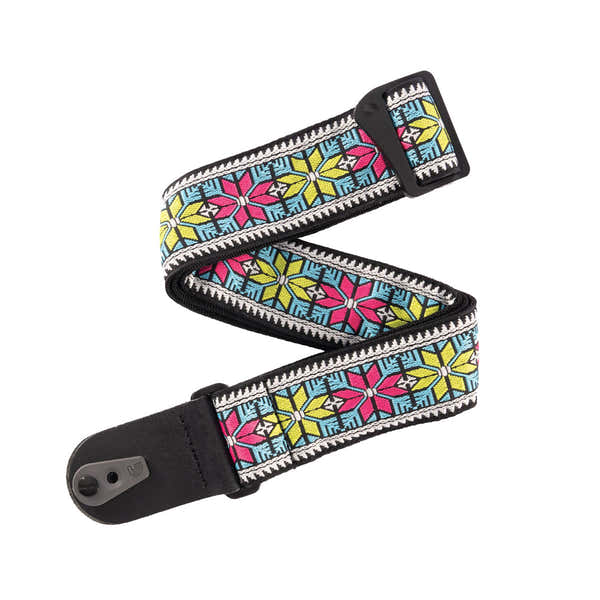 D'ADDARIO Pad Lock Woven Guitar Strap Parallel Flowers