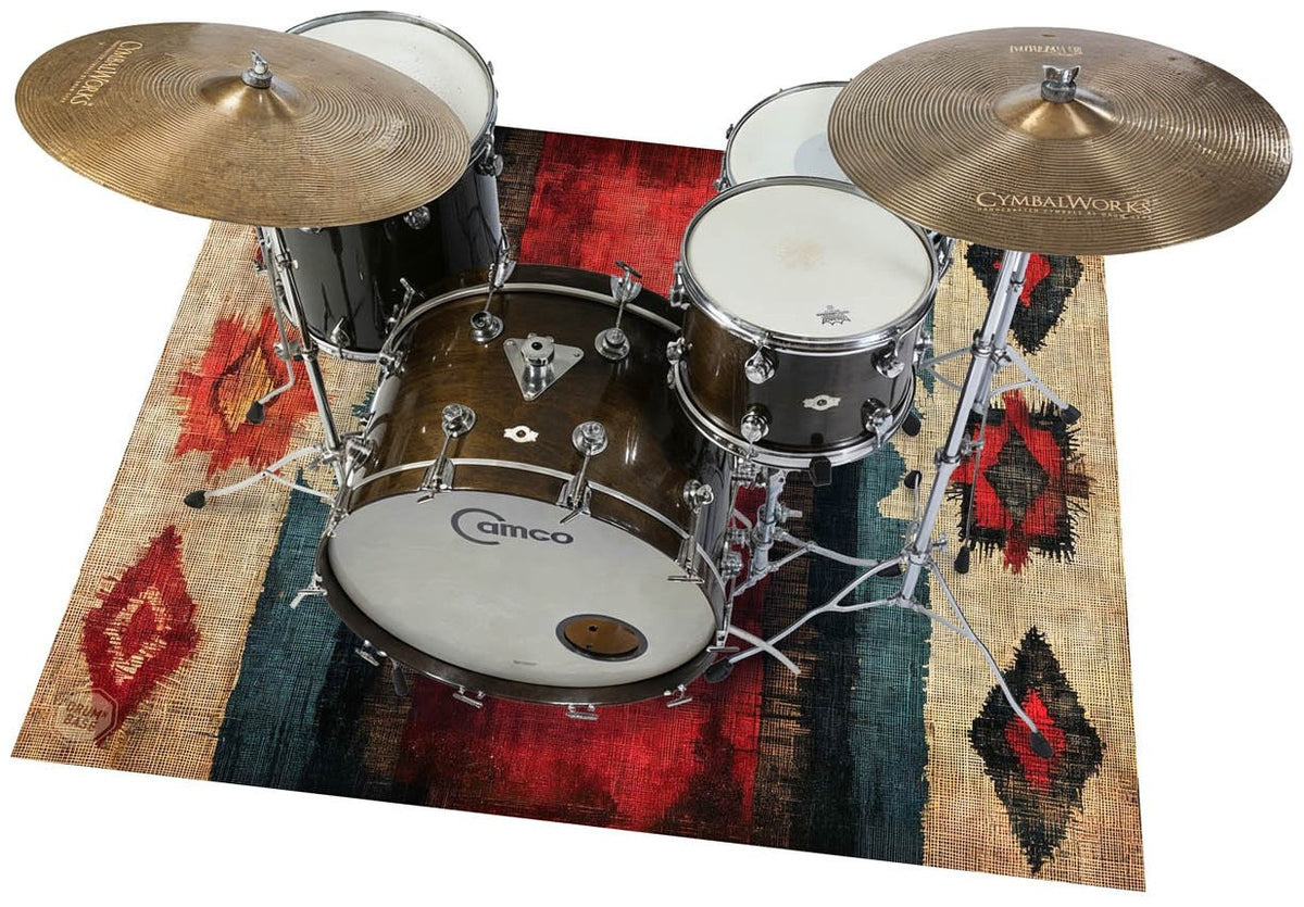 EART185-RED - Native American Stage / Drum Mat 1.85 x 1.60m Anti-Slip - Red