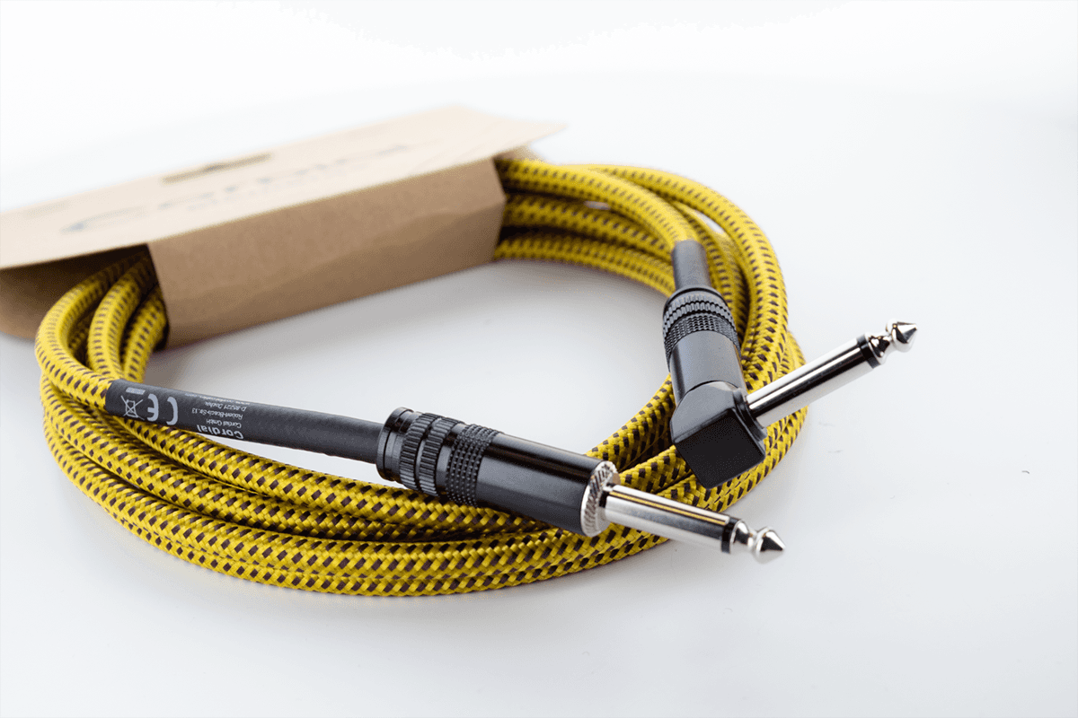 Guitar Cable Jack Straight /Angled 3 M Tweed Yellow