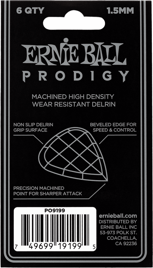 PRODIGY BLACK 1S STANDARD 1.5MM PICKS 6 PACK