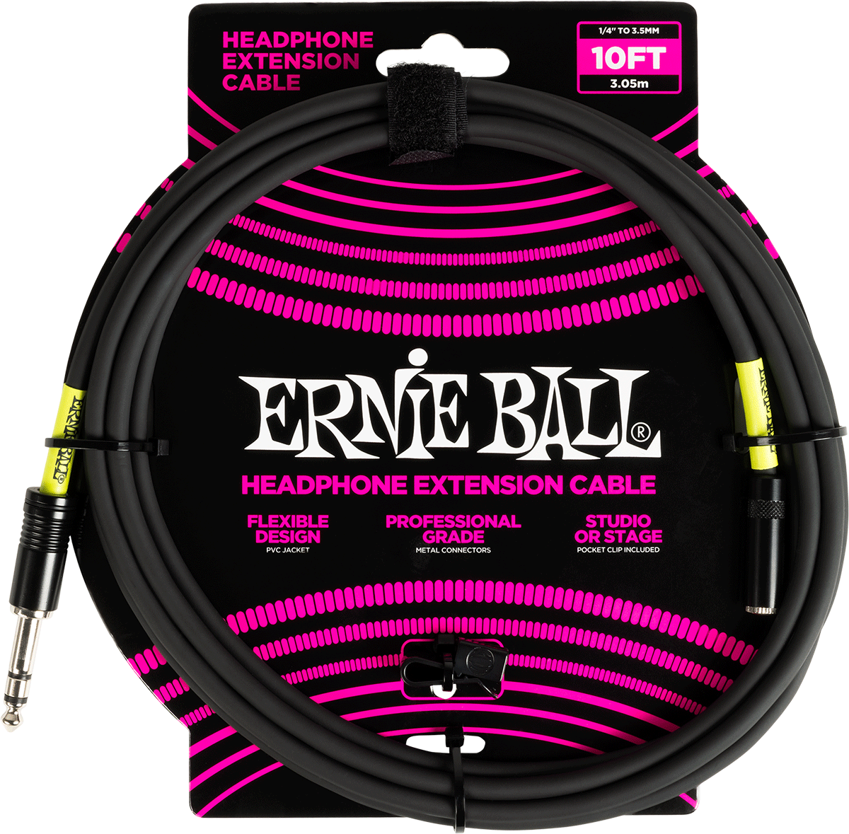 Ernie Ball STEREO HEADPHONE EXTENSION JACK TO MINI-JACK 3M BLACK