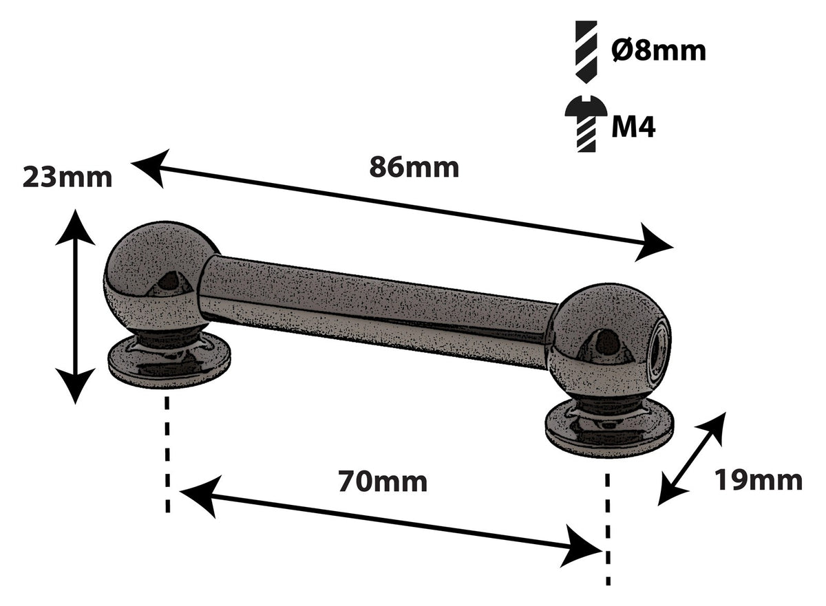TL13D70-BK TUBE LUG BLACK 70MM DOUBLE ENDED X1