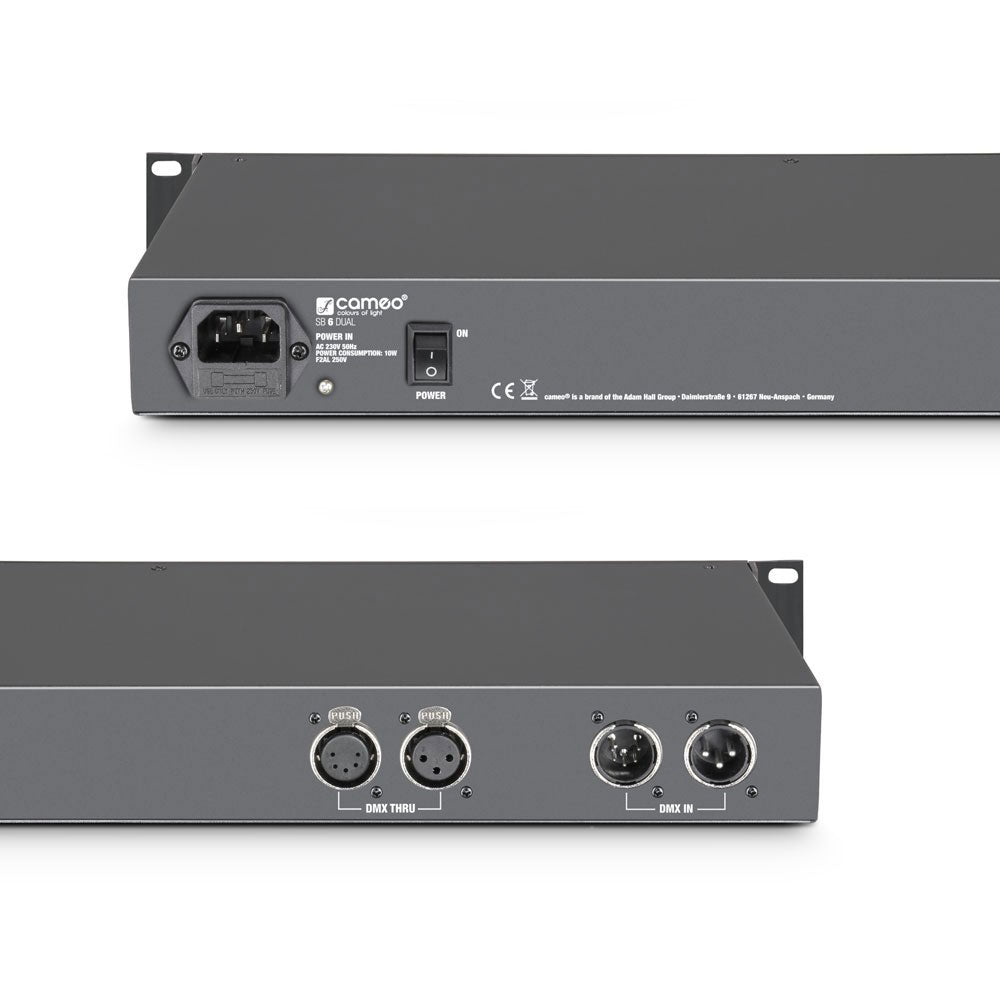 SB 6 DUAL - 6-CHANNEL DMX SPLITTER-BOOSTER (3-POINT XLR AND 5-POINT XLR)