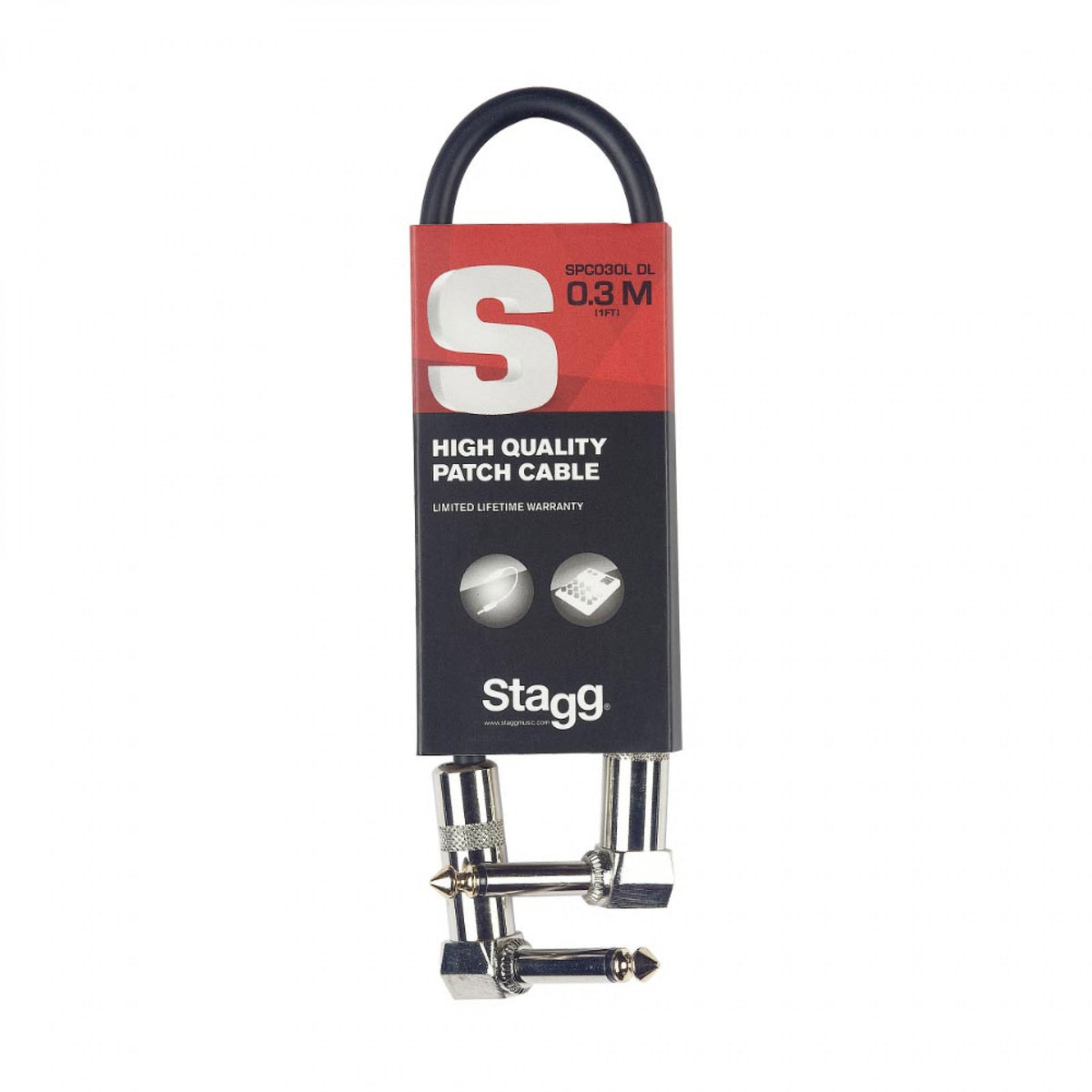 SPC030L DL Mono Jack/Jack Patch Cable (M/M Angled) 30 cm Metal
