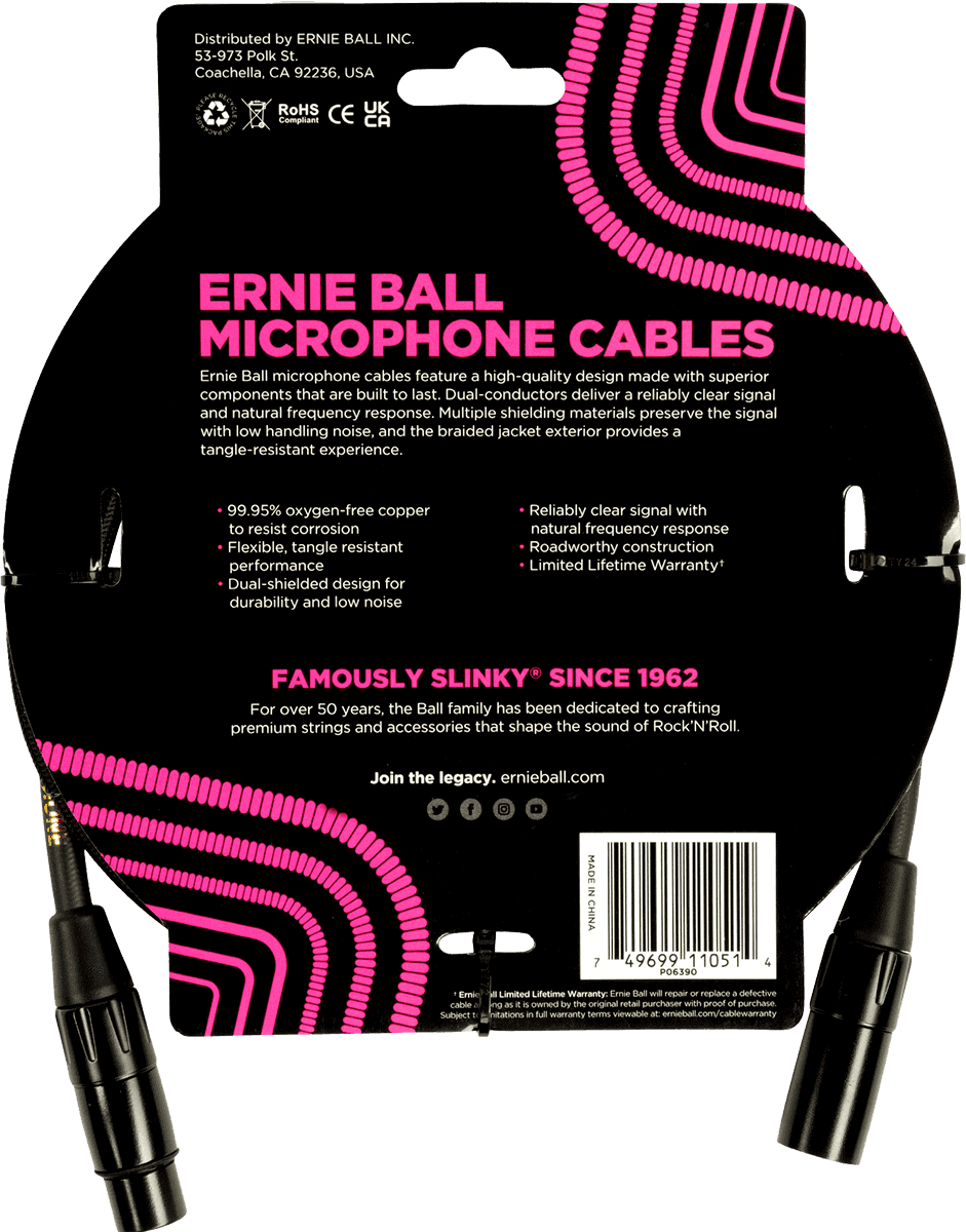 MICROPHONE CABLES XLR MALE/XLR FEMALE 1,5M BLACK