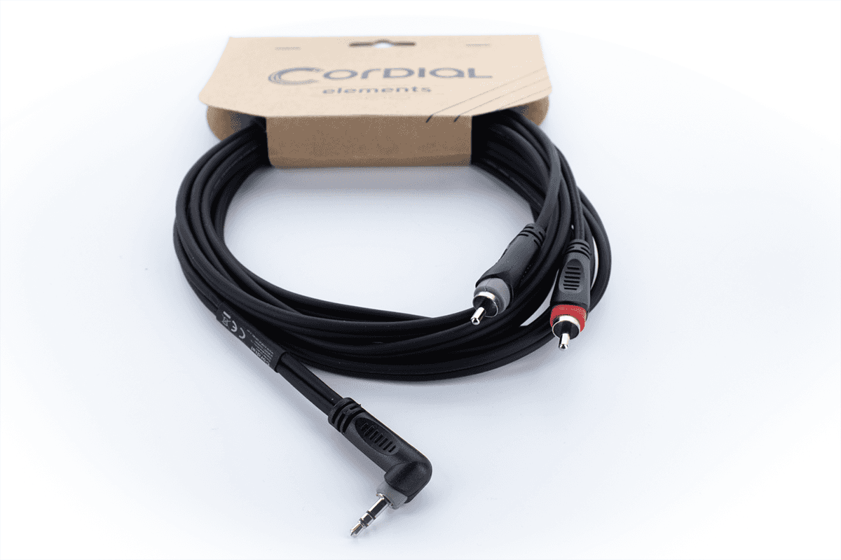 Y-Cable Angled Stereo Mini-Jack / 2 RCA 1 M