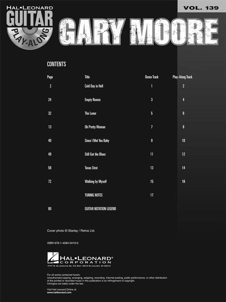 Moore Gary - Guitar Play Along Vol.139 + MP3