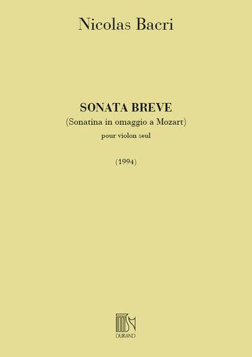 BACRI N. - SONATA BREVE OPUS 45 - VIOLON