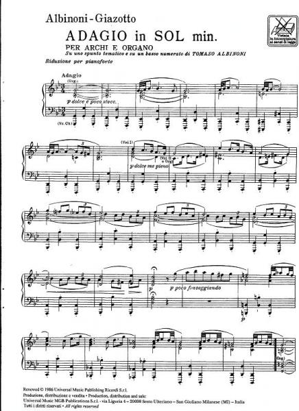 Albinoni T. - Adagio In Sol Min - Piano