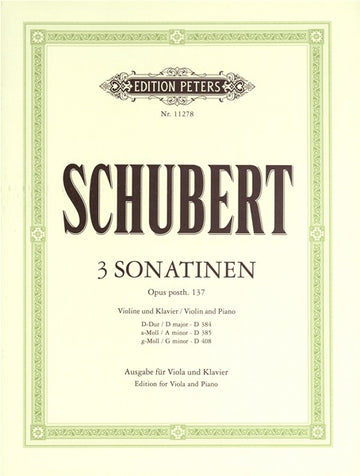 Schubert Franz - Three Sonatinas Op.Post 137 - Viola And Piano