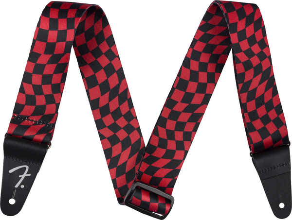 Wavy Checkerboard Polyester Strap Red