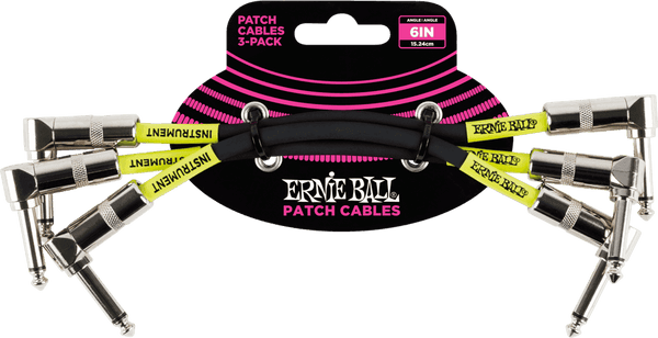 Instrument Patch Cables Pack of 3 - Angled - 15CM Black