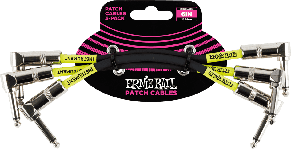 Instrument Patch Cables Pack of 3 - Angled - 15CM Black
