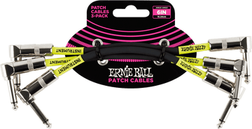 Instrument Patch Cables Pack of 3 - Angled - 15CM Black