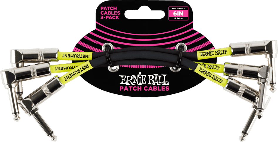 Instrument Patch Cables Pack of 3 - Angled - 15CM Black