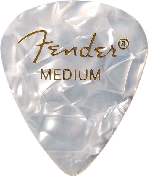 Fender Premium Celluloid 351 Shape Picks Medium White Moto 12 Pack