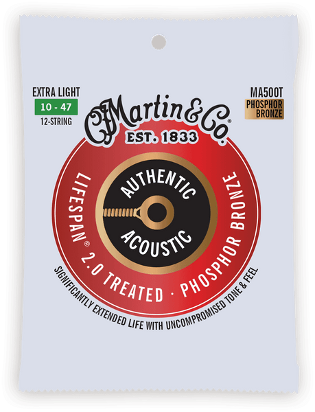 C.F. Martin & Co MA500T AUTHENTIC TREATED EXTRA LIGHT 92/8 PHOSPHOR BRONZE EX. LIGHT 10-14-23-30-39-47 12 STRINGS