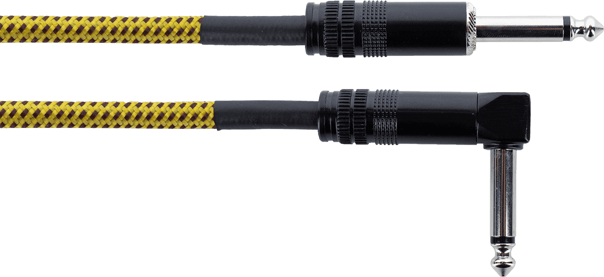 Guitar Cable Jack Straight /Angled 3 M Tweed Yellow