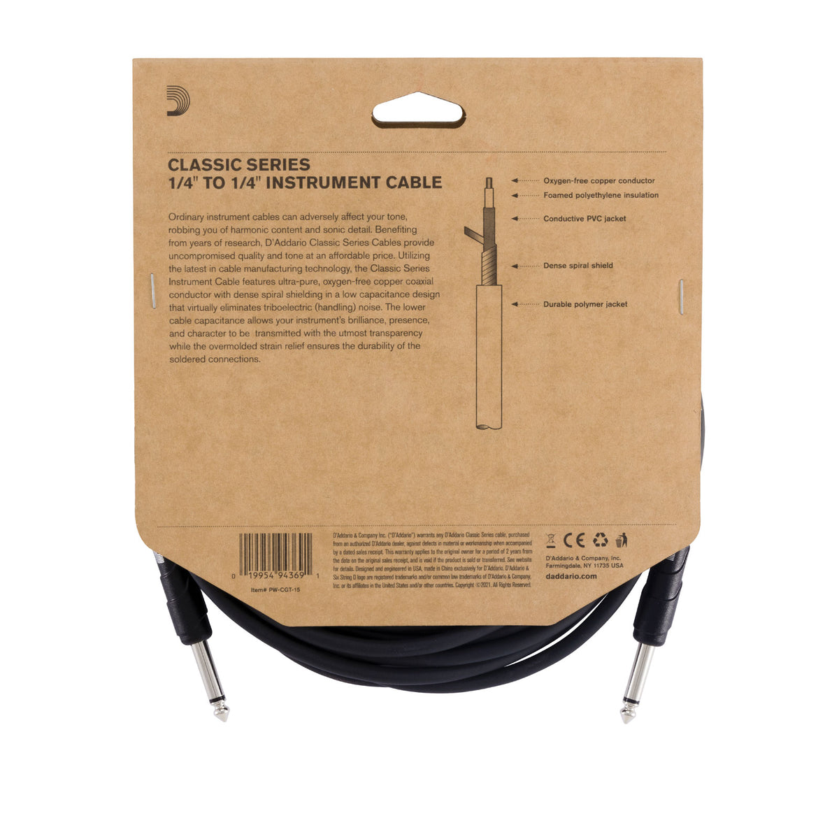 Classic Series Instrument Cable 15 Feet