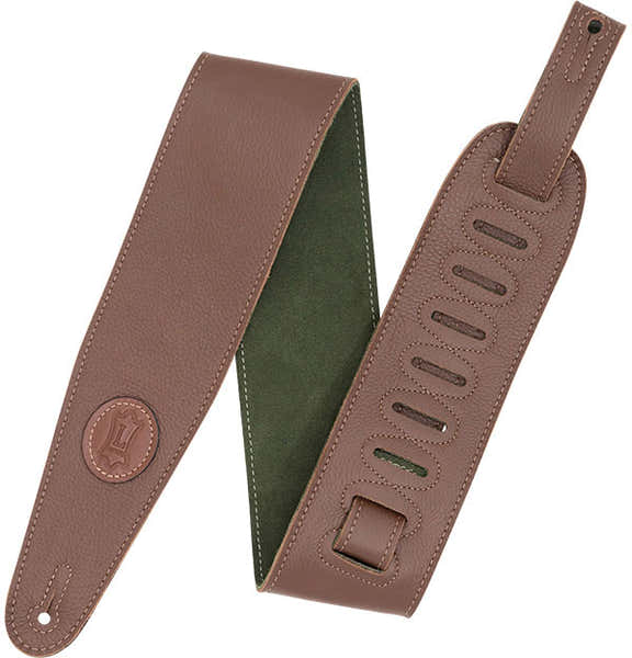 Levys LEATHER STRAP WITH COLORED SUEDE BACK 7,6 CM - BROWN-GREEN